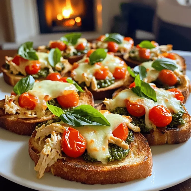 To make Easy Tomato Pesto Chicken on Toast, you need just a few key ingredients. First, pick up two boneless, skinless chicken breasts. These provide the main protein. Next, grab one cup of fresh basil pesto. This sauce gives the dish its vibrant flavor. You also need one cup of halved cherry tomatoes for a burst of sweetness. Olive oil, salt, and pepper enhance the taste. Four slices of rustic bread, like sourdough or ciabatta, make a perfect base. Finally, half a cup of shredded mozzarella adds creaminess and richness to each bite.