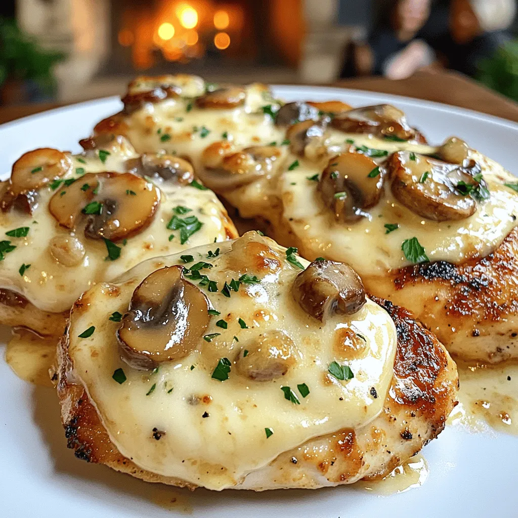 The cheesy garlic mushroom chicken recipe is simple yet packed with flavor. You need just a few key ingredients to make this dish shine. The main star is chicken breasts. You will want four boneless, skinless pieces. They cook evenly and stay juicy.