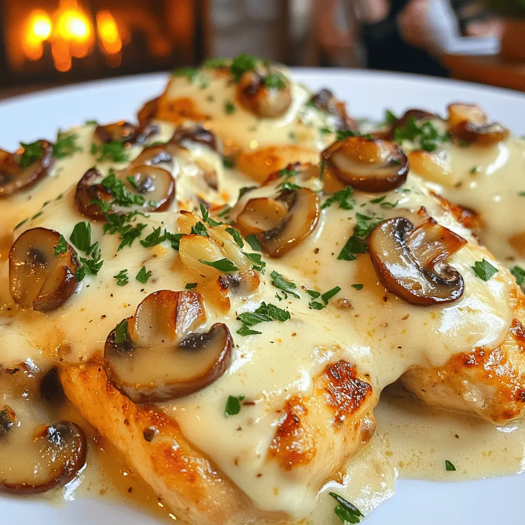 The cheesy garlic mushroom chicken recipe is simple yet packed with flavor. You need just a few key ingredients to make this dish shine. The main star is chicken breasts. You will want four boneless, skinless pieces. They cook evenly and stay juicy.