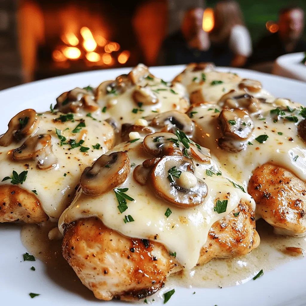 The cheesy garlic mushroom chicken recipe is simple yet packed with flavor. You need just a few key ingredients to make this dish shine. The main star is chicken breasts. You will want four boneless, skinless pieces. They cook evenly and stay juicy.