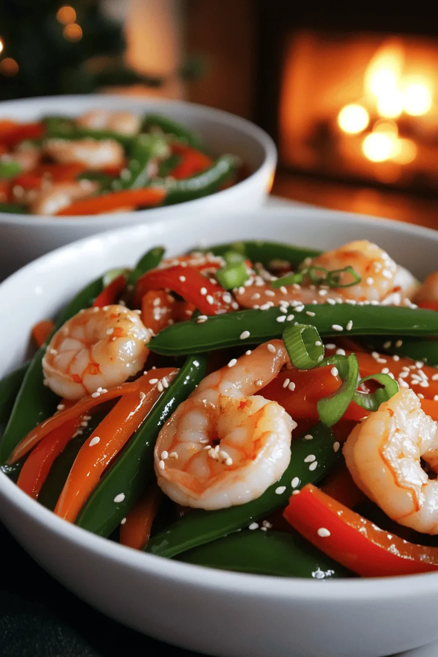 For shrimp and snow peas stir-fry, you need fresh ingredients. The main star is shrimp. Use one pound of peeled and deveined shrimp. They cook fast and taste great.