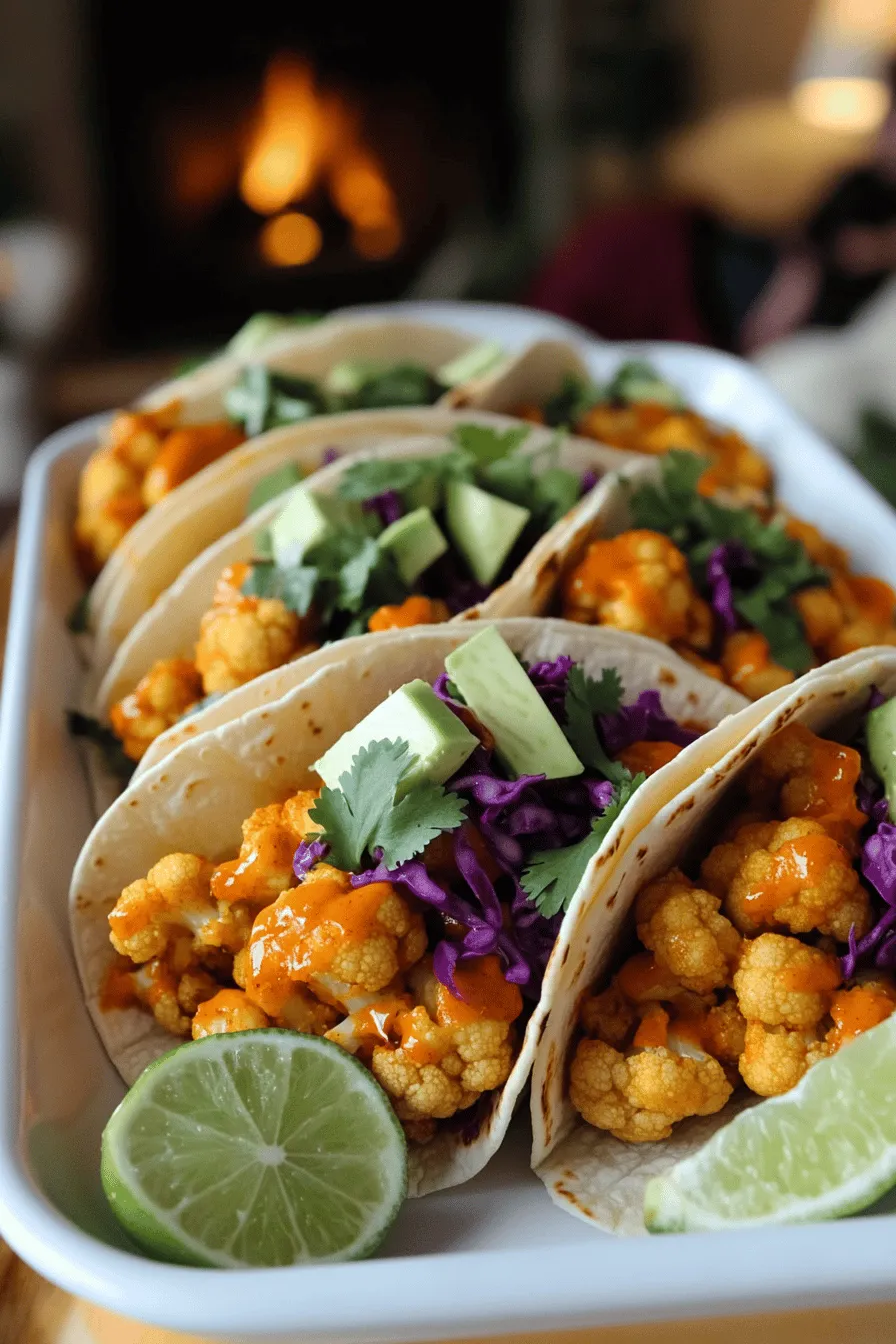 Buffalo cauliflower tacos are a tasty twist on classic tacos. They use cauliflower instead of meat. This veggie absorbs spices well, making each bite a burst of flavor. The crispy, spicy buffalo sauce adds a kick that many love.