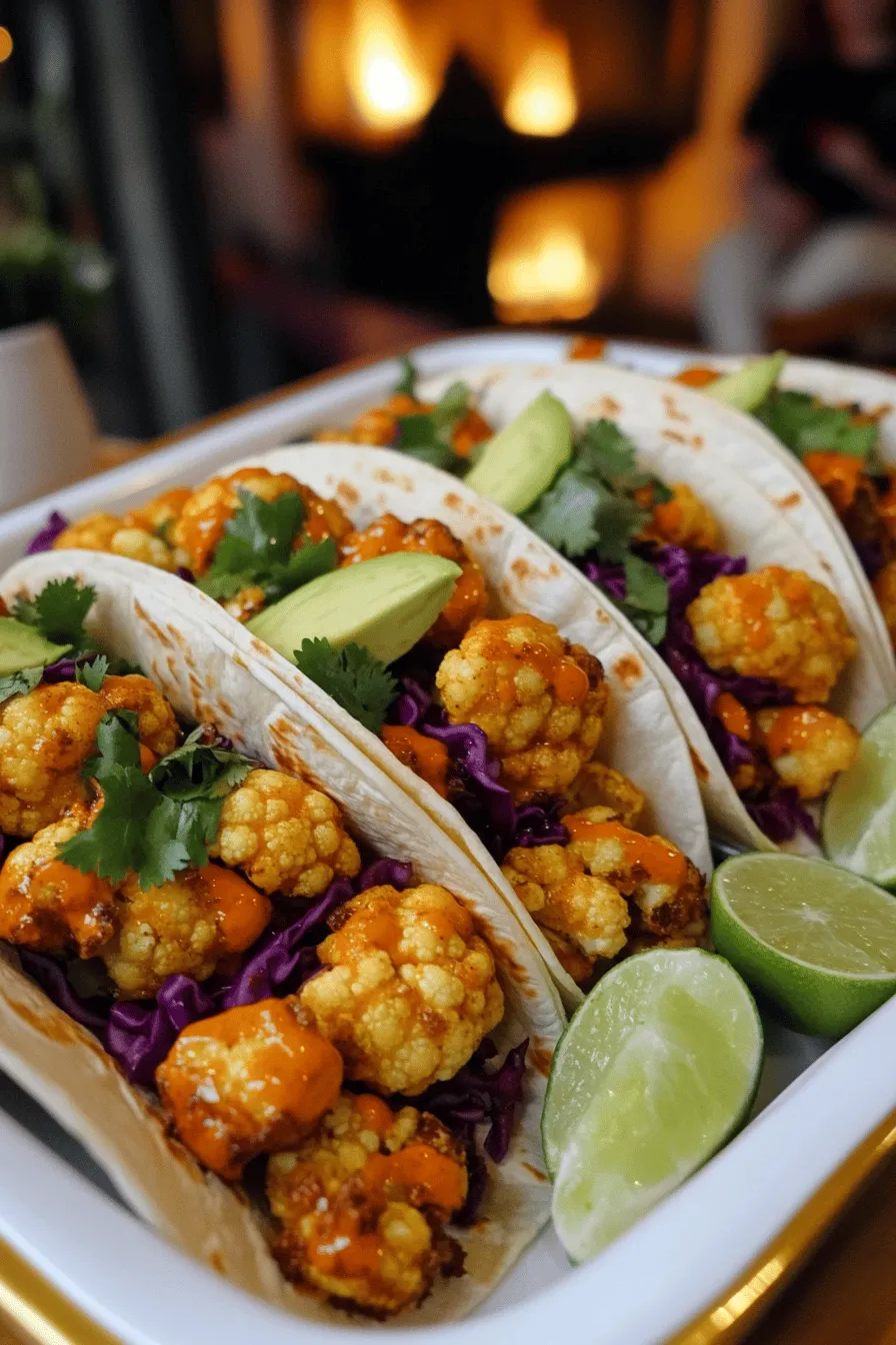Buffalo cauliflower tacos are a tasty twist on classic tacos. They use cauliflower instead of meat. This veggie absorbs spices well, making each bite a burst of flavor. The crispy, spicy buffalo sauce adds a kick that many love.