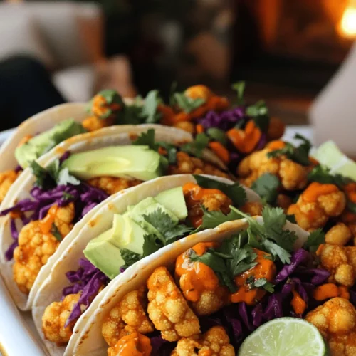 Buffalo cauliflower tacos are a tasty twist on classic tacos. They use cauliflower instead of meat. This veggie absorbs spices well, making each bite a burst of flavor. The crispy, spicy buffalo sauce adds a kick that many love.