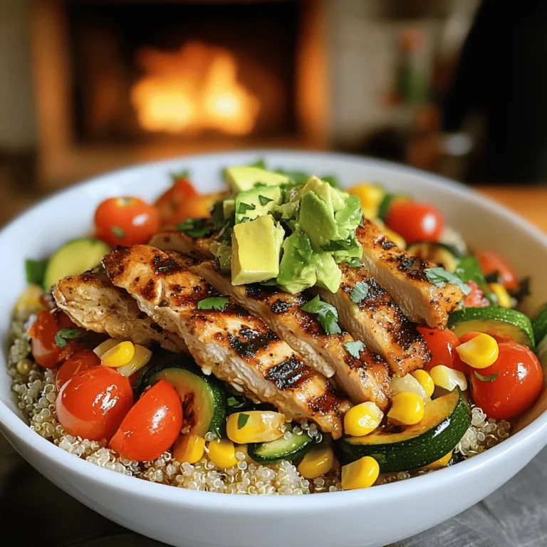 To create simple summer chicken and veggie bowls, you need fresh, vibrant ingredients. The main items are boneless, skinless chicken breasts, zucchini, bell peppers, cherry tomatoes, and corn. Each of these adds color and nutrition to your meal. Use two tablespoons of olive oil, garlic powder, and smoked paprika for flavor. Don't forget salt and pepper to taste.